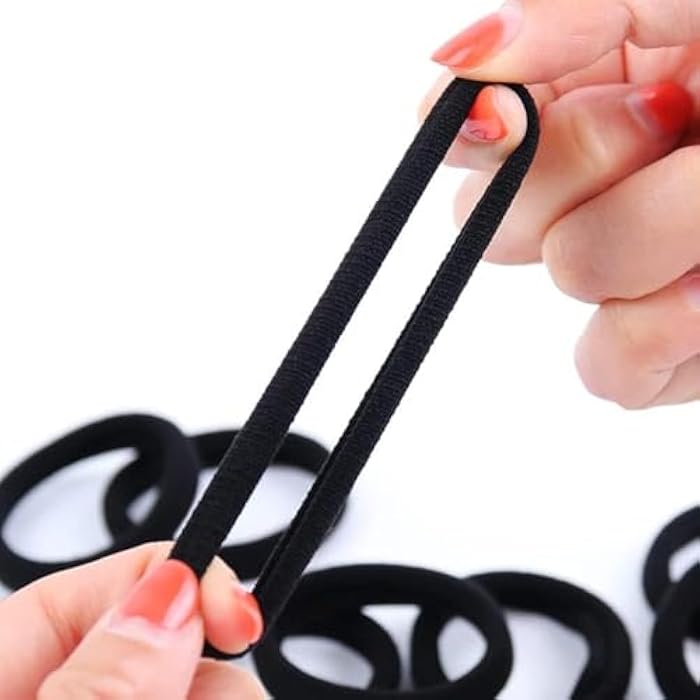 42Pcs Seamless Mini Hair Ties Elastic Hair Bands Ponytail Holders for Kids Baby Girls (Black) - Image 2